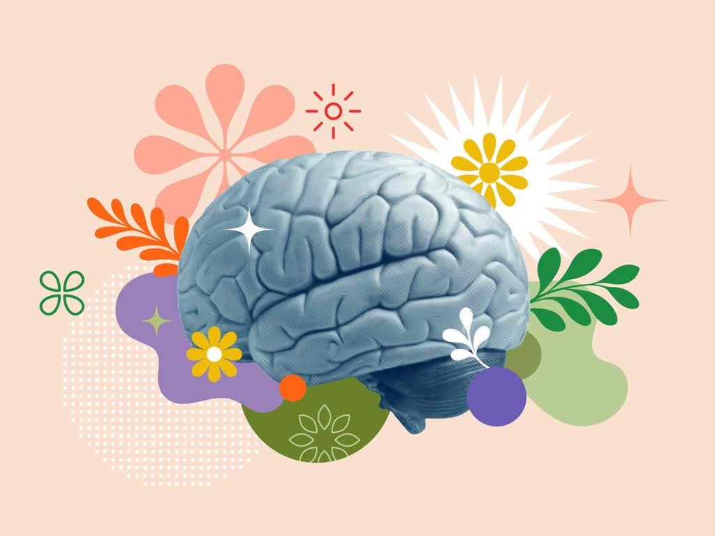 A collage illustration of creative mind brain concept.