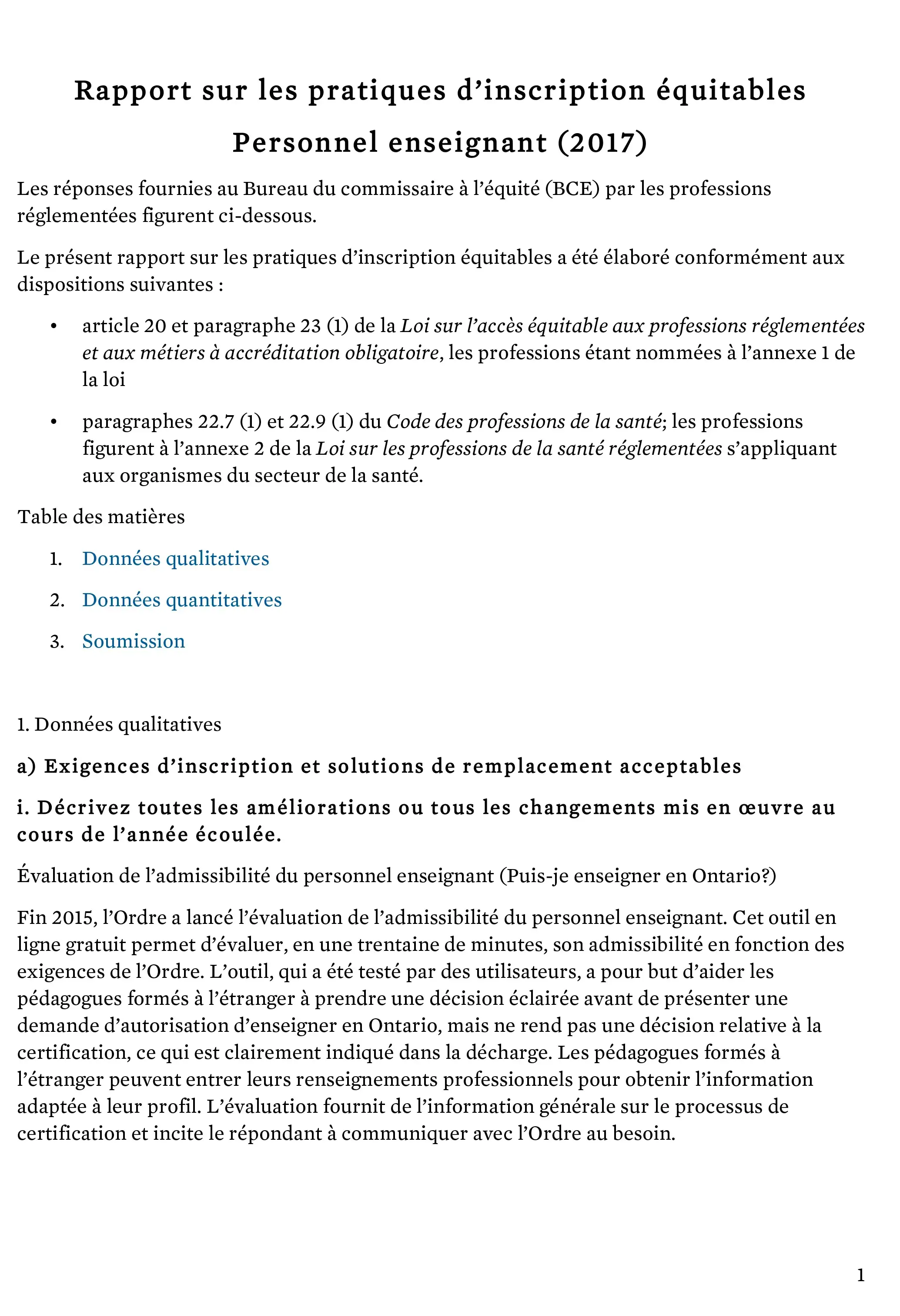 Couverture de Rapport sur les pratiques d’inscription équitables 2017