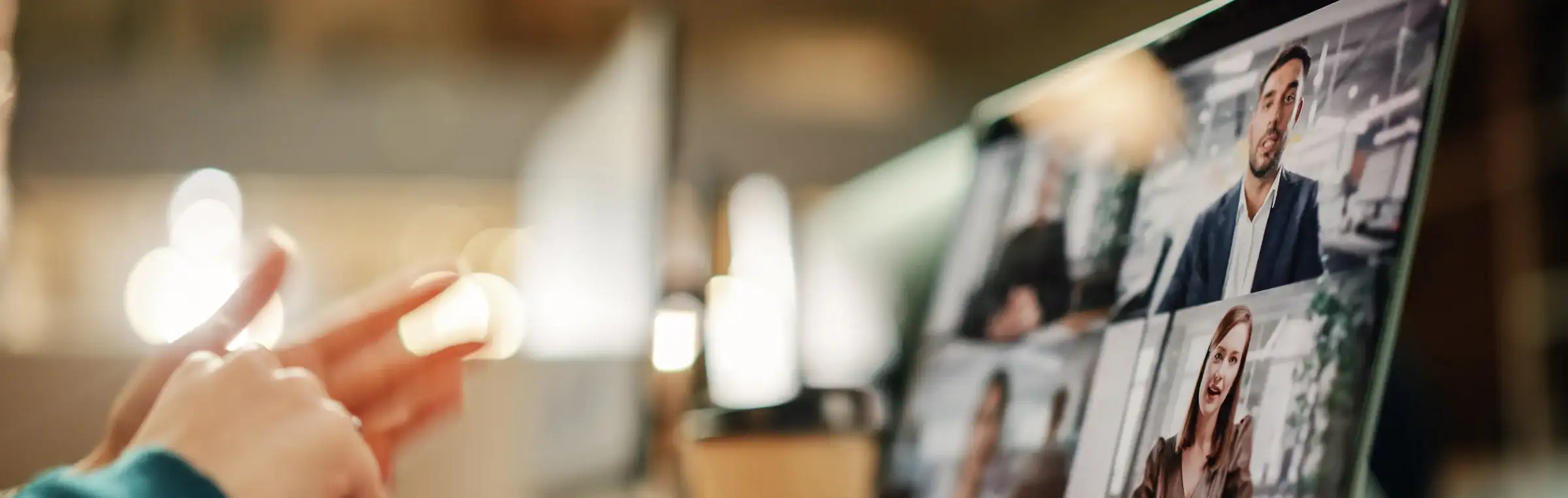 Photo of people in an online meeting together.