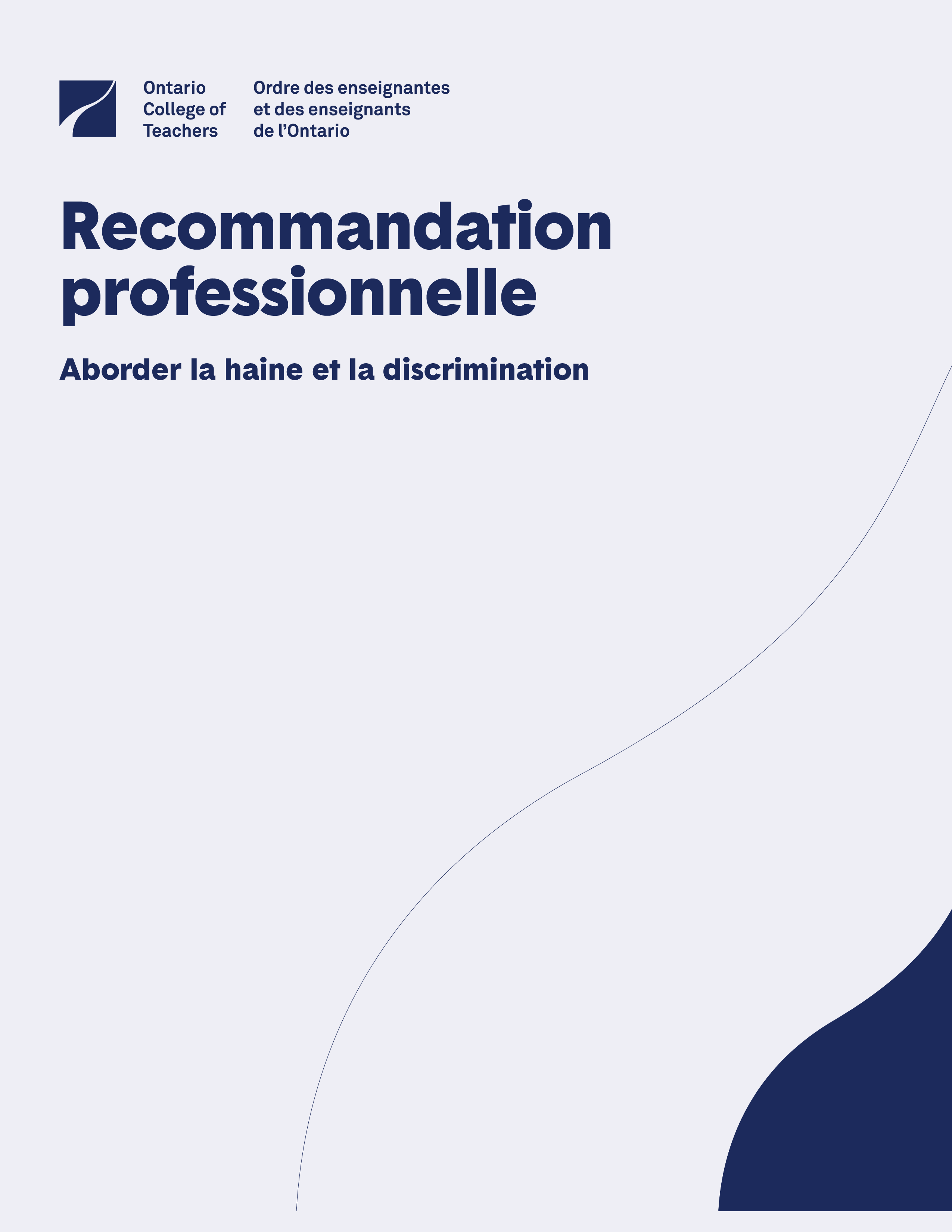 Couverture de la recommandation professionnelle intitulée Aborder la haine et la discrimination