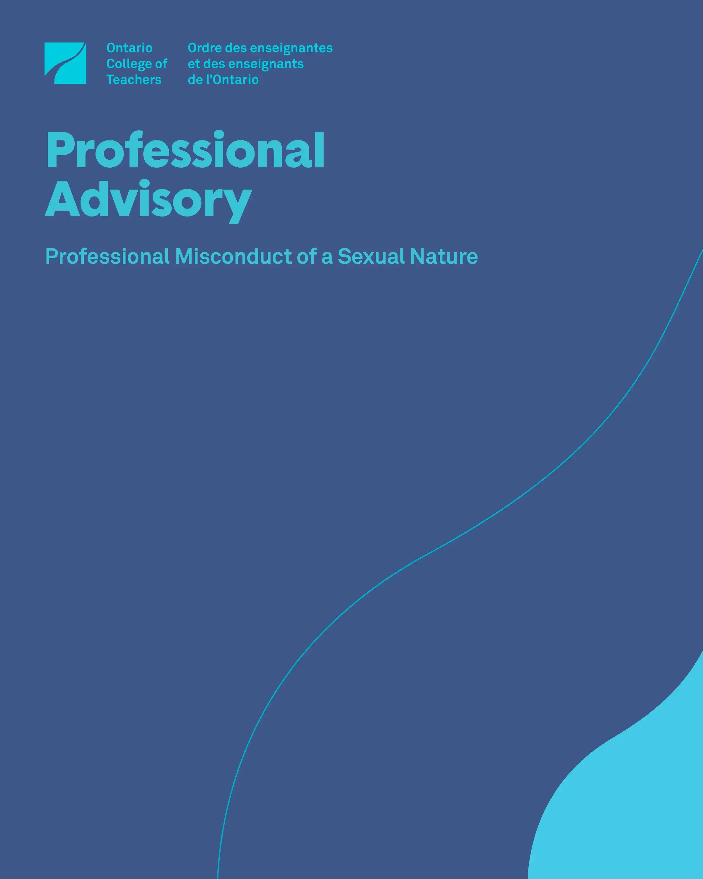 Professional Misconduct of a Sexual Nature Professional Advisory cover