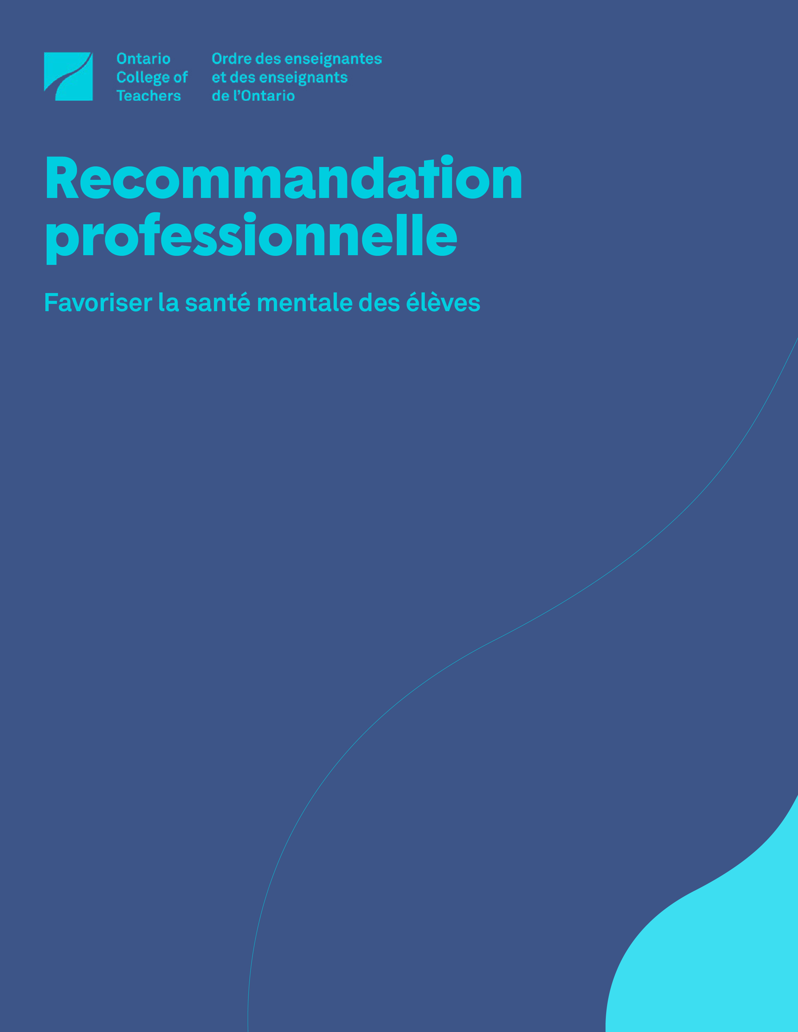 Couverture de la recommandation professionnelle intitulée Favoriser la santé mentale des élèves