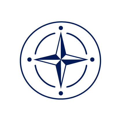 Compass rose pointing in four directions, representing honesty, ethics, and principled decision-making.