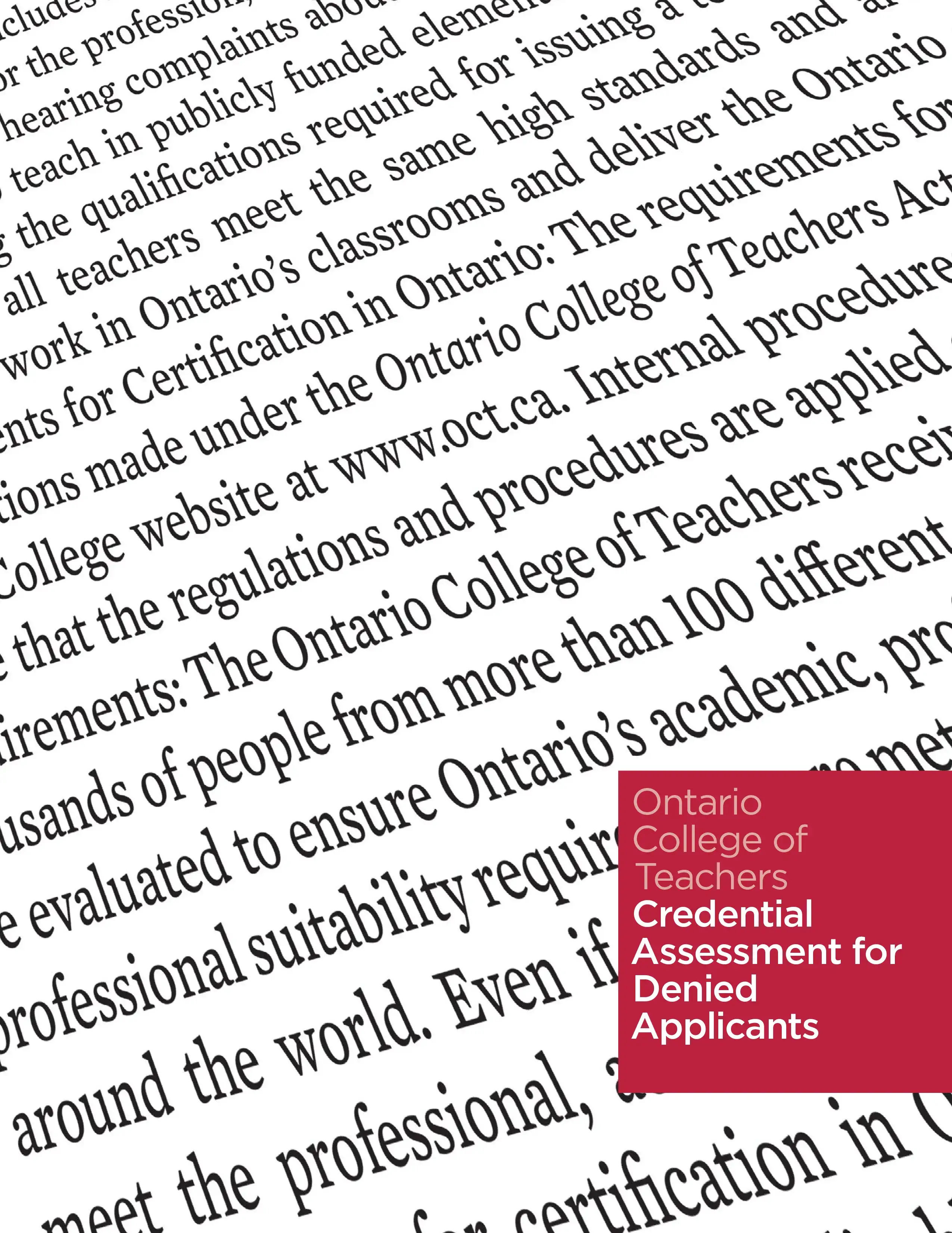 Credential Assessment for Denied Applicants cover