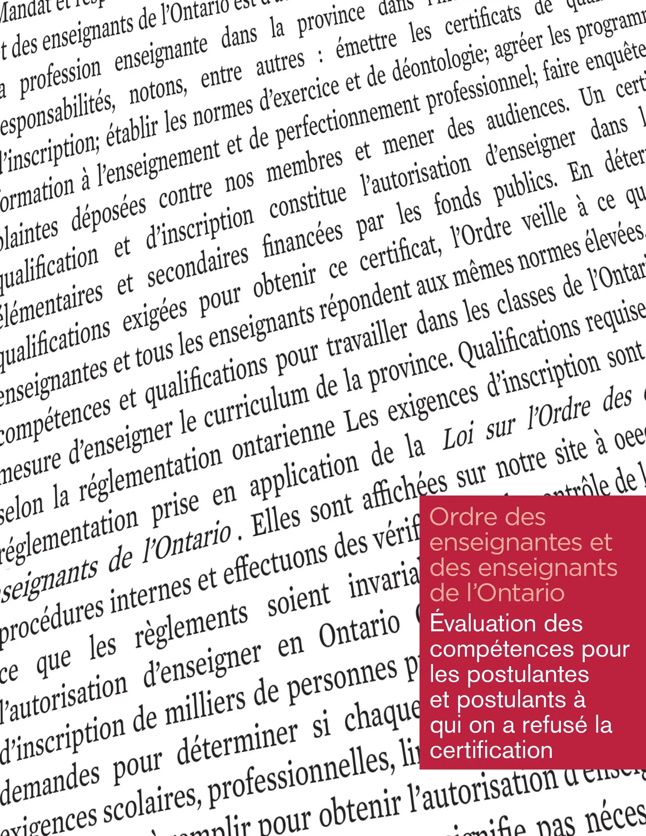 Couverture de Évaluation des compétences pour les postulantes et postulants à qui on a refusé la certification.