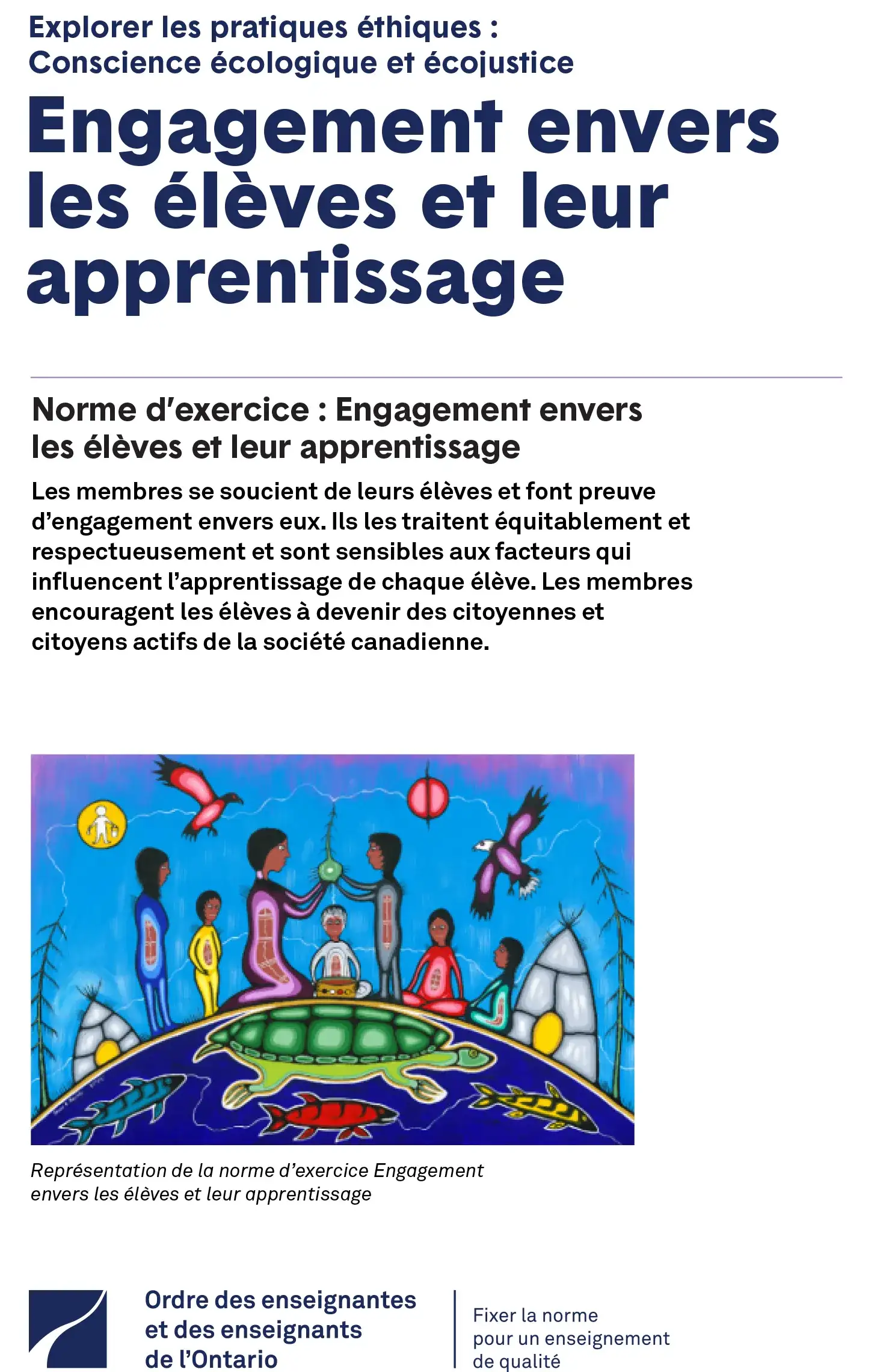 Couverture de Explorer les pratiques éthiques : Conscience écologique et écojustice – Norme de déontologie : Norme d'exercice : engagement