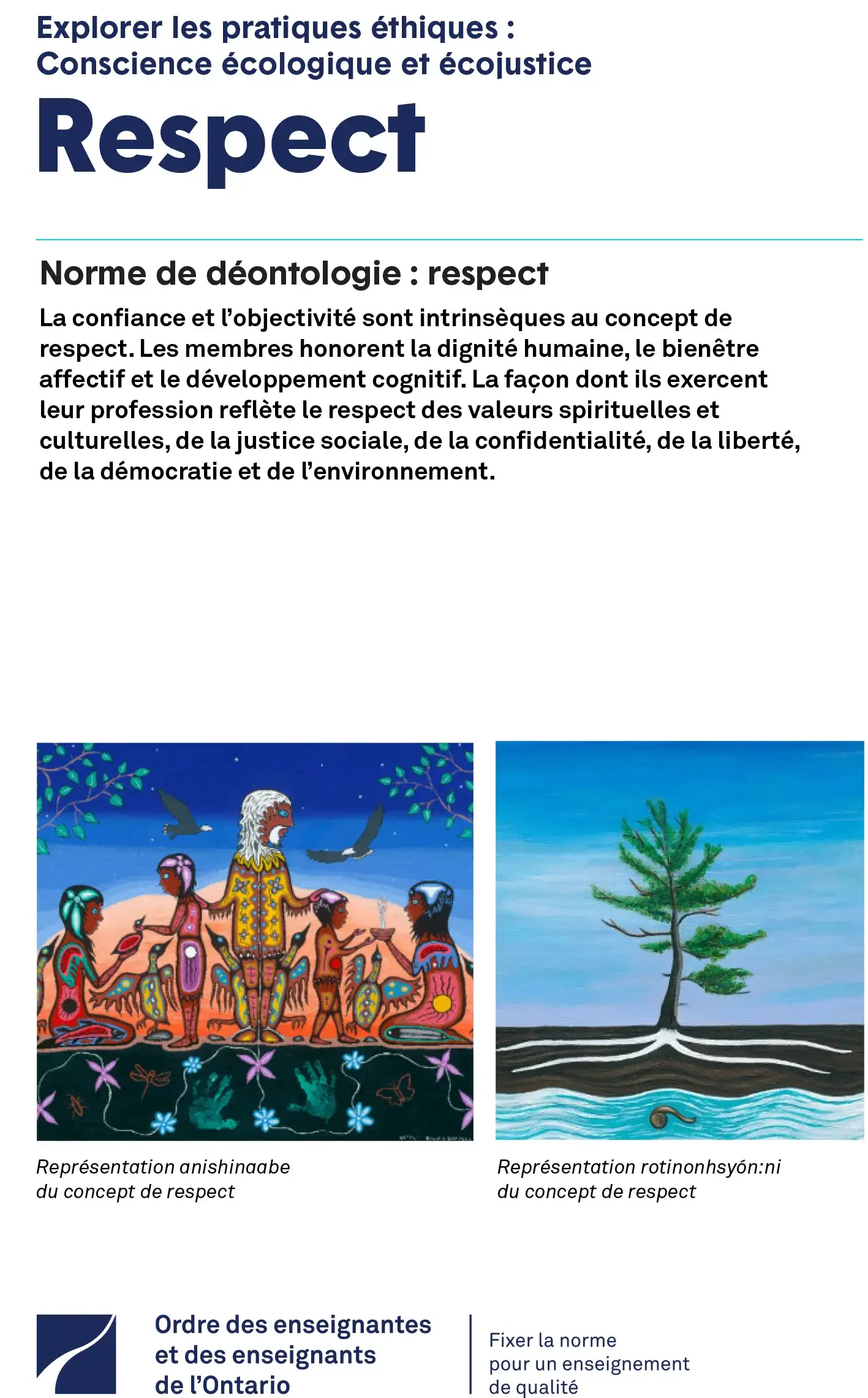 Couverture de Explorer les pratiques éthiques : Conscience écologique et écojustice – Norme d’exercice : Connaissances professionnelles