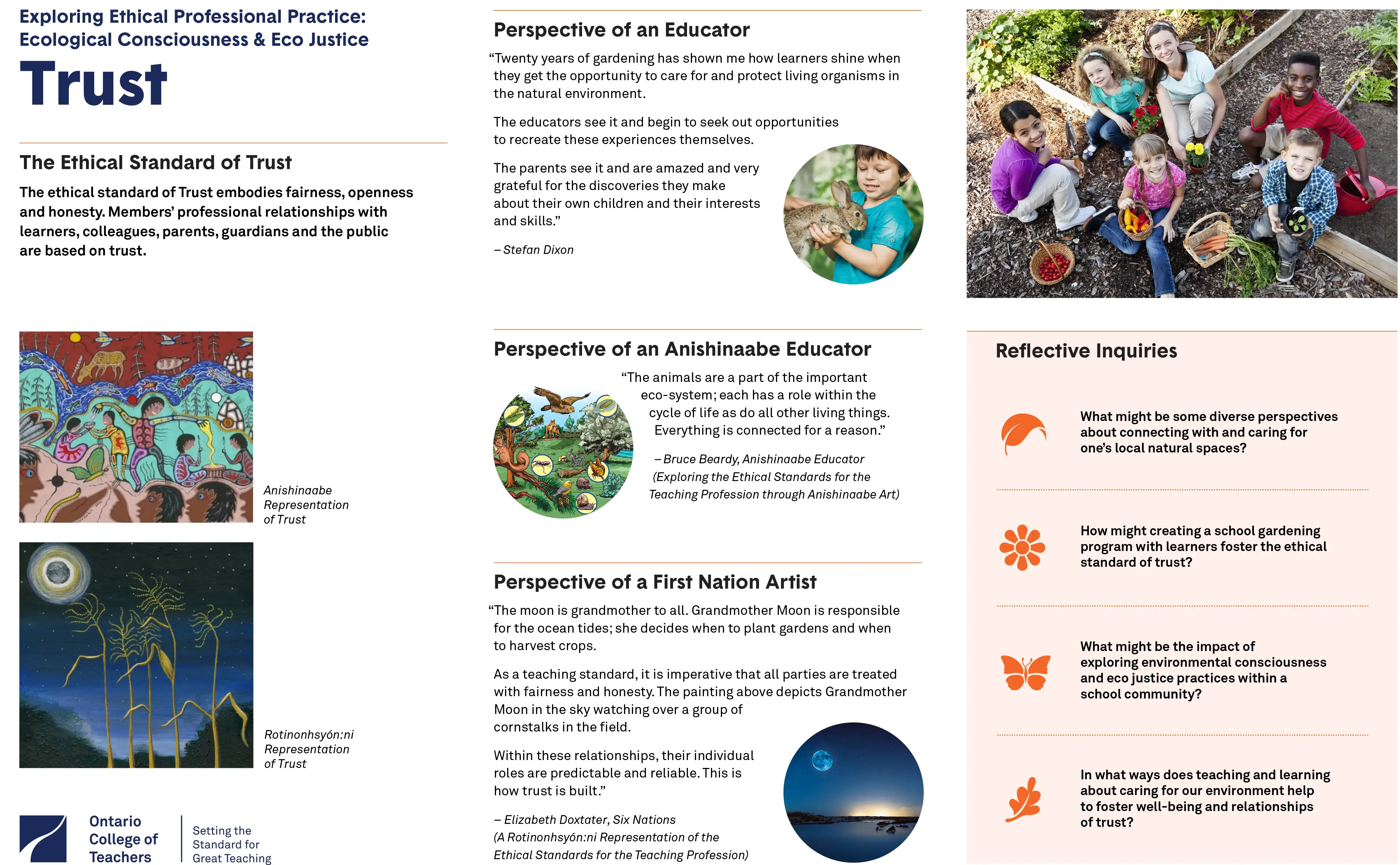 Exploring Ethical Professional Practice: Ecological Consciousness & Eco Justice Placemats – The Ethical Standard of Trust cover