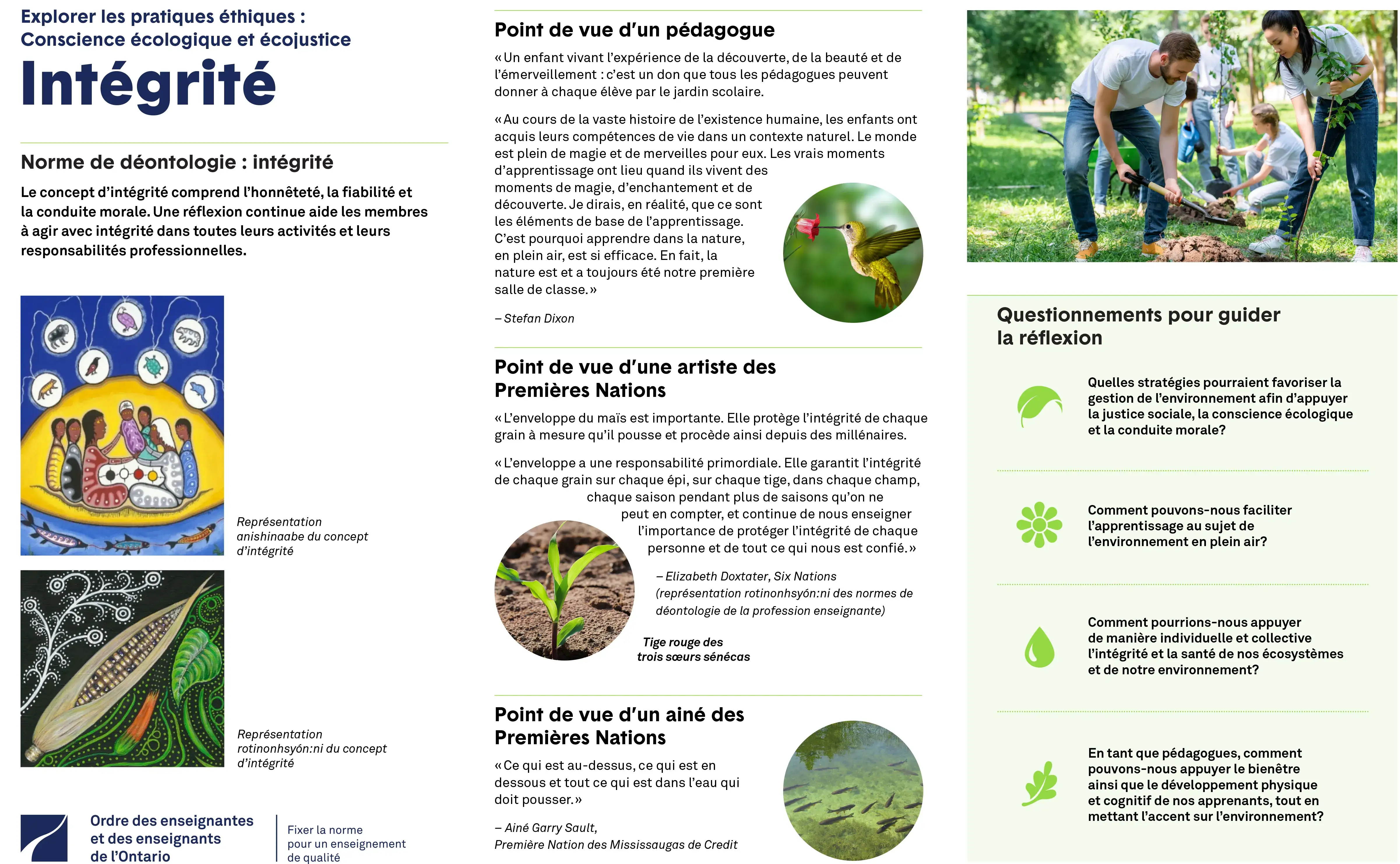 Couverture de Explorer les pratiques éthiques : Conscience écologique et écojustice – Intégrité