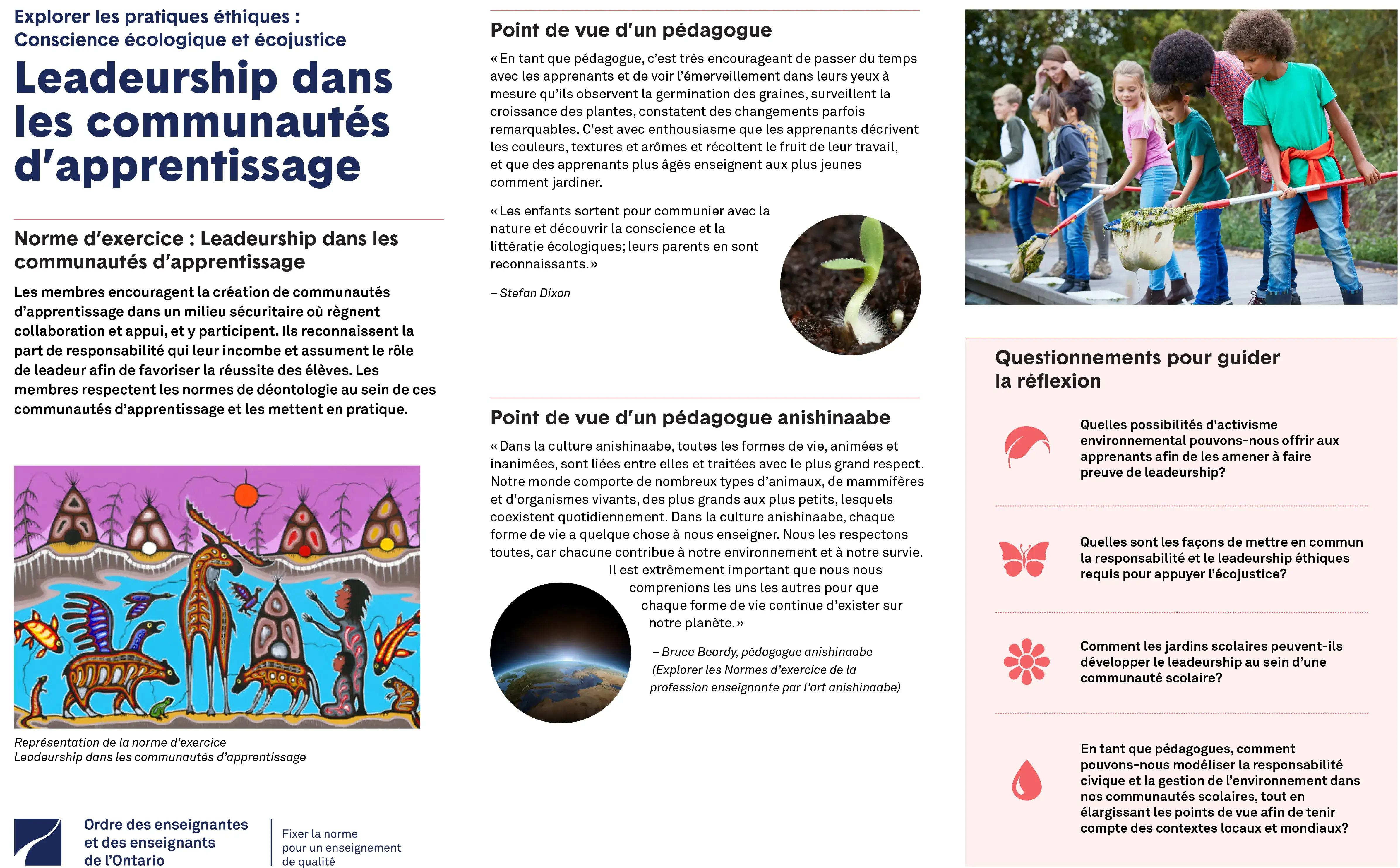 Couverture de Explorer les pratiques éthiques : Conscience écologique et écojustice – Leadership dans les communautés d’apprentissage