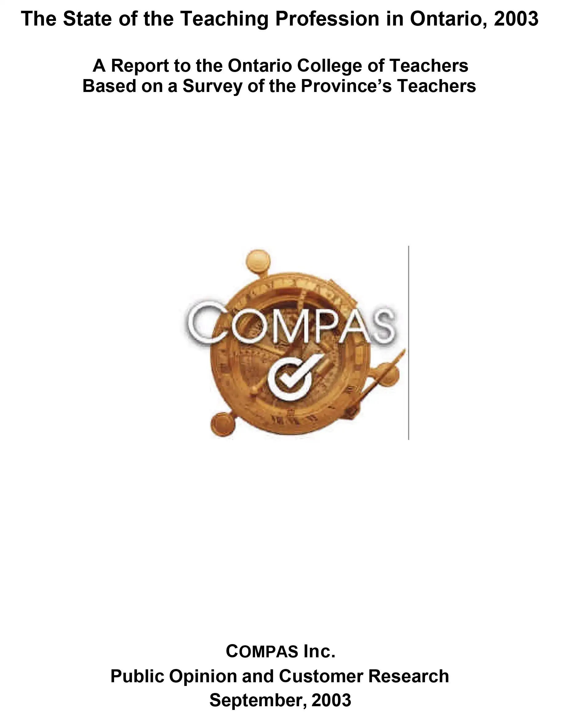 State of the Teaching Profession 2003 cover