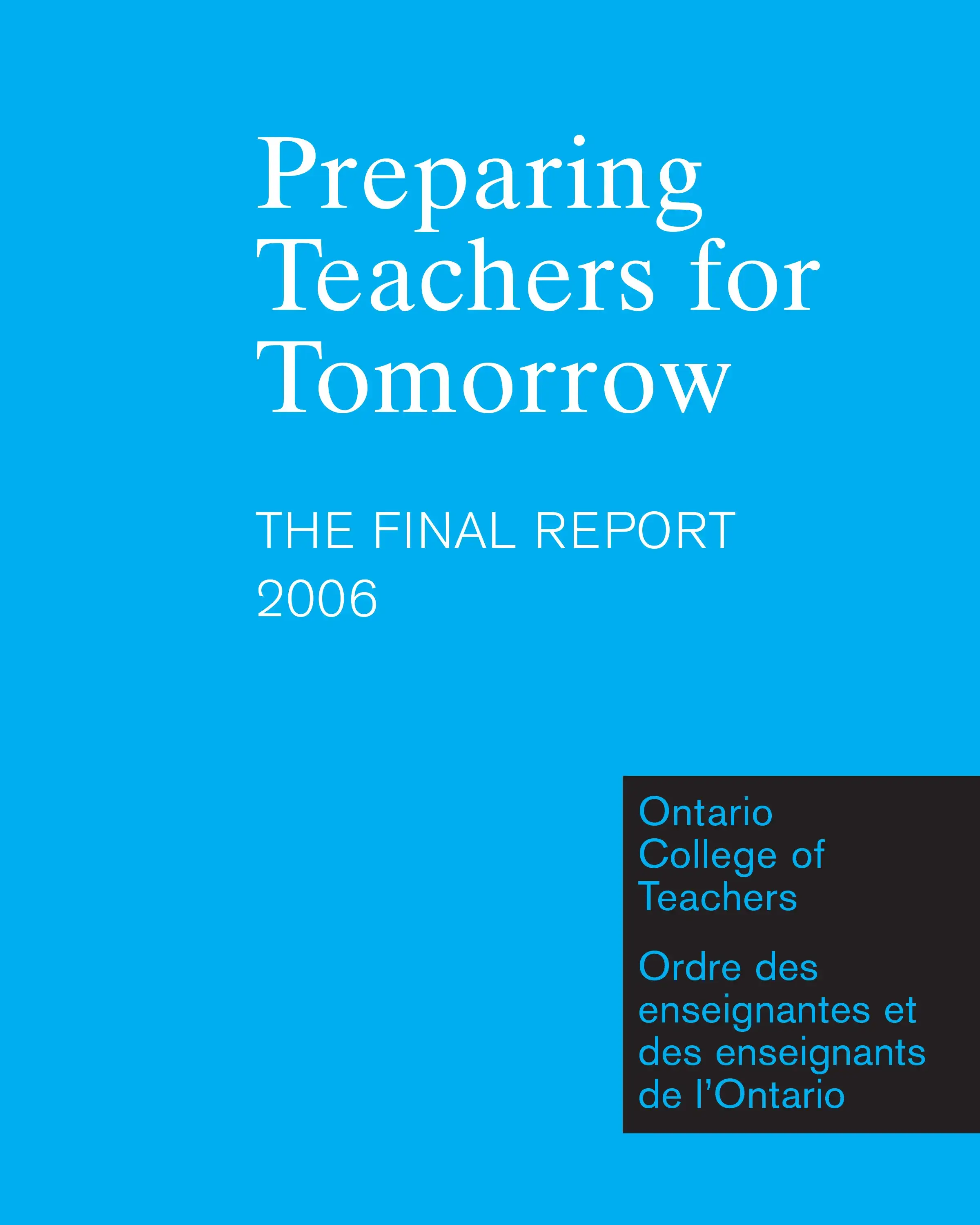 Preparing Teachers for Tomorrow The Final Report cover