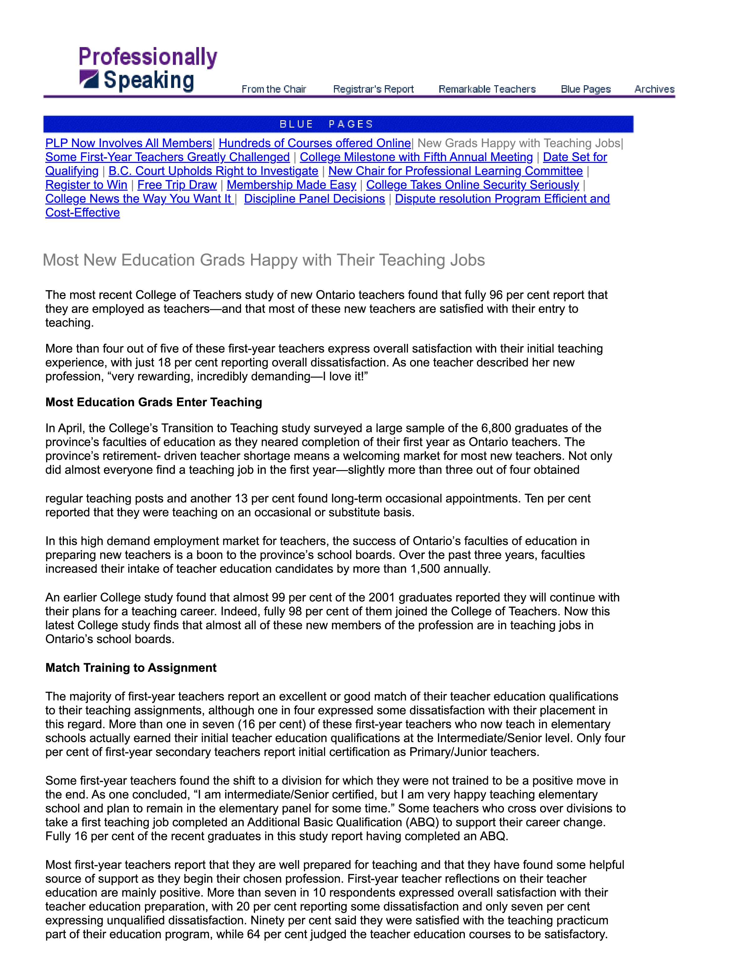 Cover of Transition to Teaching 2002