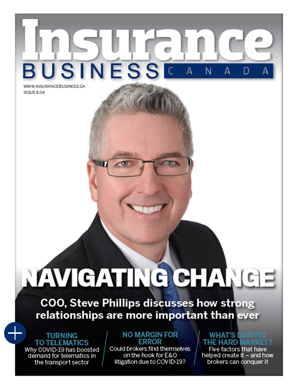 Cover page of Insurance Business Canada Magazine with photo of Steve Phillips, COO of Sovereign Insurance